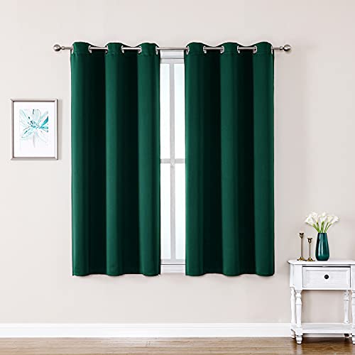 ChrisDowa Blackout Curtains for Bedroom and Living Room 40 Inches Long | 2 Panels Set, Thermal Insulated, Light Blocking, Room Darkening, Grommet, Window Treatment Drapes, Forest Green, 29 x 40 Inch - color: Forest Green, size: 29"W x 40"L (Pack of 2)