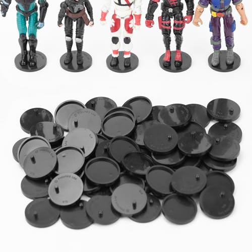 50 Pieces Round Clear Action Figure Display Stands Compatible with 3.75 inch Vintage Gi joe Figure toy (Fit For 3.75 inch Vintage Gi joe(Black)) - color: Fit For 3.75 inch Vintage Gi joe(Black)