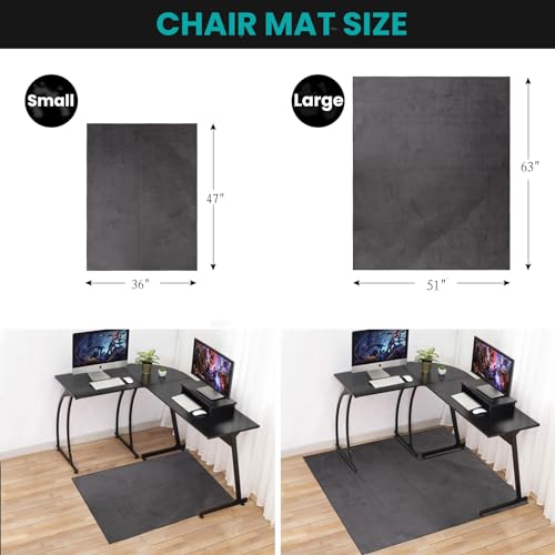 63"x51" Office Chair Mat for Hardwood Floor, Flannel Fabric Desk Rug for Hard Surface, Protector Floor Mat for Home Office (Grey) - color: Dark Grey (Stitched Edge), size: 63" x 51" x 0.2" (for hard floors)