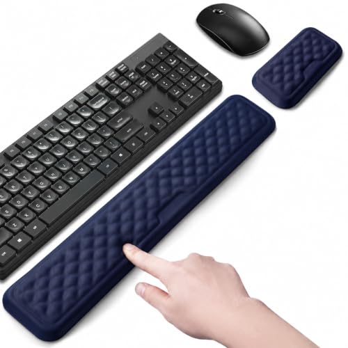 Keyboard Wrist Rest Mouse Wrist Support, Memory Foam Wrist Rest Pad for Computer Laptop, Ergonomic Wrist Cushion Support for Typing Pain Relief, Gaming Home Office, Navy Blue - color: Navy Blue