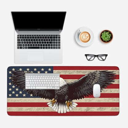 Mouse Pad, Large Anti-Slip with Stitched Edges Desk Mat Desktop Laptop Computer Desk Keyboard Mat,Table Protector Blotter Mat (Eagle Flag, 35.4" x 15.7") - color: Eagle Flag, size: 35.4" x 15.7"