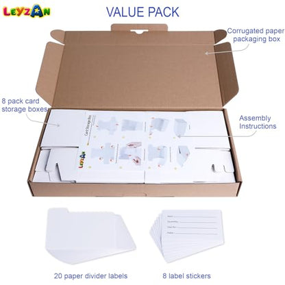 Trading Card Storage Box for toploader, 8-Pack•100 Count Cardboard Top Loaders Storage Box with Dividers & Labels for TCG/Magic/Mtg Organizer and Collection, 7 INCH - size: 8 piece 7in for Toploader
