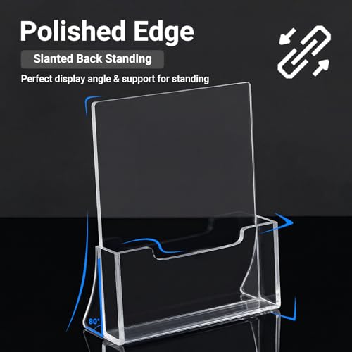 Acrylic Brochure Holder 8.5 x 11 inch, 2 Pack Clear Plastic Flyer Holder, Acrylic Desktop Stand for Pamphlets, Literature, Brochures, Magazines Materials Display Stands
