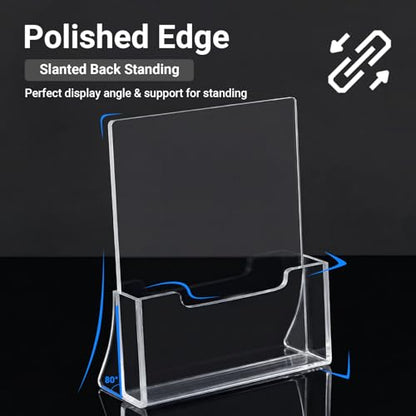 Acrylic Brochure Holder 8.5 x 11 inch, 2 Pack Clear Plastic Flyer Holder, Acrylic Desktop Stand for Pamphlets, Literature, Brochures, Magazines Materials Display Stands