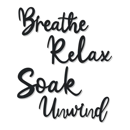 4 Pcs Bathroom Decor Wooden Bathroom Wall Sign Black Bath room Decor Relax Unwind Soak Breathe Wall Art Fresh Hollow Sign for Washing Room Laundry Room Toilet (Cosy) - style: Cosy