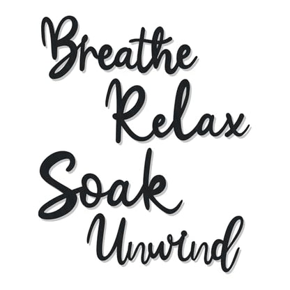 4 Pcs Bathroom Decor Wooden Bathroom Wall Sign Black Bath room Decor Relax Unwind Soak Breathe Wall Art Fresh Hollow Sign for Washing Room Laundry Room Toilet (Cosy) - style: Cosy