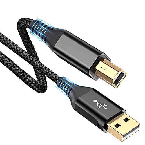 sweguard Printer Cable 10ft, USB-A to USB-B Cable, High Speed Nylon Braided Scanner Printer Cord for HP Canon Dell Epson Brother Lexmark Xerox Samsung Piano DAC & More-Black - color: black, size: 10ft