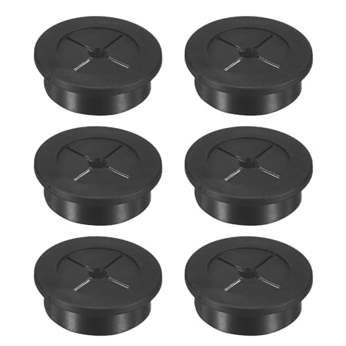 M METERXITY 6-Pack Rubber Grommets for Wiring 32mm Desk Grommet Double-Sided Flexible Cable Cord Grommet Desk Hole Cover for Cables/Wires Through Protection Cable Grommet [Black] - size: 32mm