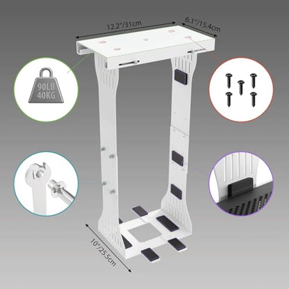 KEEGH Heavy Duty Under Desk PC Mount Adjustable Under Desk Computer Mount Supports Up to 90 lbs PC Mount with Secure Locking for Standing Desk, White - color: White