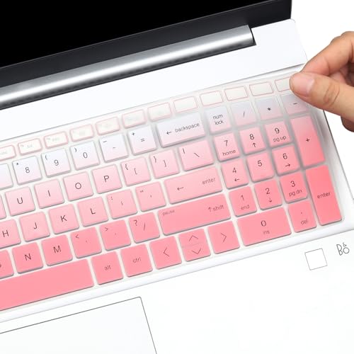 Keyboard Cover for 15.6 17.3 HP Laptop 17-cn 17-cp 15-fc 15-fd 15-eg 15-eh 15-er Series 15-fc0025dx fc0093dx 15-fd0023dx 15-fd0005dx 15t-fd100 15z-fc000 15t-eg300 17t-cn300/cn400 17-cn4033cl 17z-cp200 - color: GradientPink(Regular Letters)
