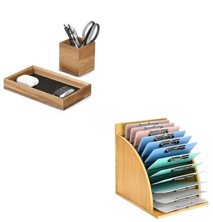 HULISEN Clipboard Holder + Desk Tray and Pencil Holder Set