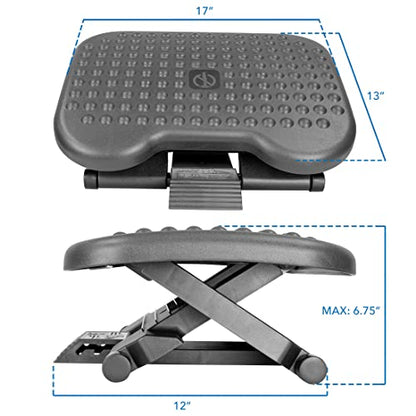 Mount-It! Under Desk Footrest with Foot Pedal Height Adjustment (4.25"–6.75"), Adjustable 30° Tilt Ergonomic Office Foot Rest, Non Slip Massage Surface Foot Stool Under Desk