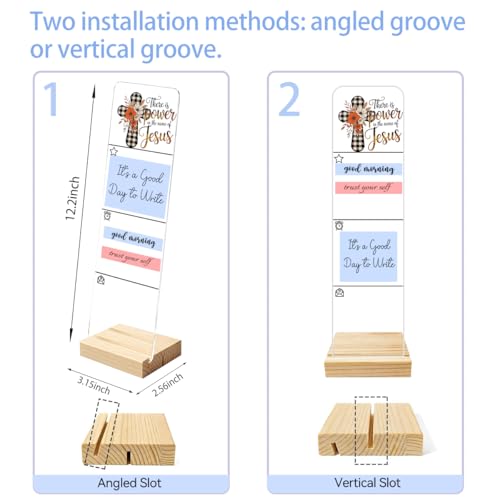 Sticky Notes Monitor Memo Board Acrylic Holder with Removable Wooden Base, There is Power in the Name of Jesus Logo Desk Set with 200 Sheets Two Sizes Sticky Notes, Office Desk Accessories Organizer - color: Jesus