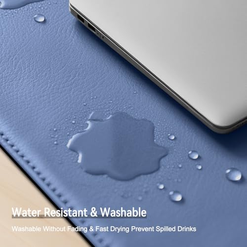 Dual Sided Leather Desk Mat - Waterproof Desk Pad - Ideal for Large Mouse Pad and Desk Mats on Top of Desks (Blue, 25"*13") - color: Blue, size: 25" x 13"