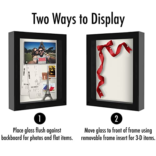 Americanflat 8x10 Shadow Box Frame with Shatter-Resistant Glass - Silhouette Collection - Large Shadow Box Display Case for Tabletop and Wall Display - Black with Soft Felt Back - color: Black, size: 8x10