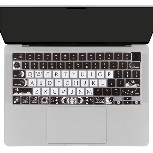 Cute Silicone Keyboard Cover for 2021-2024 MacBook Air 13.6" 15" A2941 A3114 A2681 A3113, MacBook Pro 14" 16" A2442 A2779 A2918 A2992 A2485 A2780 A2991 A3112 A3401 A3406 M4 M3 M2 M1 Max, Sun and Moon - color: Sun and Moon