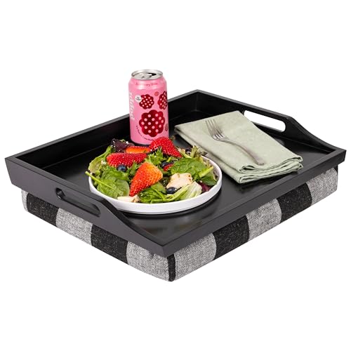 ROSSIE HOME Wood Bed Tray Lap Desk with Detachable Cushion, Serving Tray - Buffalo Check - Fits up to 15.6 Inch Laptops - Style No. 76108 - color: Buffalo Check, size: Single Tray