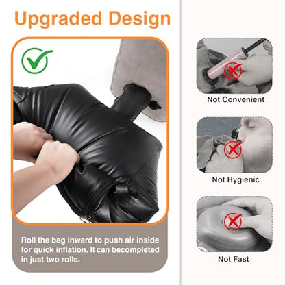 Maliton Inflatable Foot Rest Pillow for Travel,Kids Airplane Bed,Adjustable 3 Layers Height Leg Pillow of Air Travel Essentials,Car, Office, Home - Fast Inflation (Grey) - color: Grey