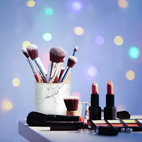 Pen Holder for Desk Cute, Modern Marble Desk Organizer, Durable Ceramic Pencil Cup, Makeup Brush Holder Cup, Multifunctional Office Stationery Holder for Women, Men, White Marble - color: White Marble 03