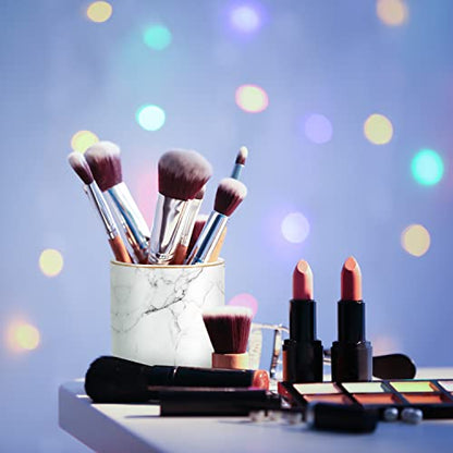 Pen Holder for Desk Cute, Modern Marble Desk Organizer, Durable Ceramic Pencil Cup, Makeup Brush Holder Cup, Multifunctional Office Stationery Holder for Women, Men, White Marble - color: White Marble 03