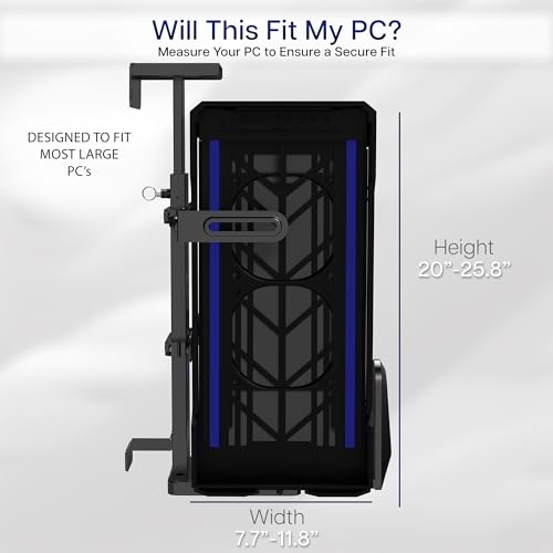 VIVO Adjustable Under Desk and Wall PC Mount, Heavy Duty Large Computer Case CPU Tower Holder with Secure Locking, Holds up to 44 lbs, Black, MOUNT-PC06R