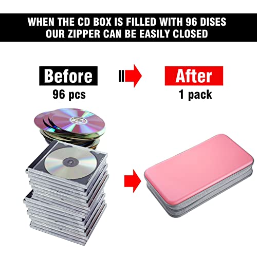 DVD Case, Bivisen CD Case Holder Wallet Binder 96 Capacity CD/DVD Cases Storage Holder Binder Organizer Wallet Book for Car Home Travel (Light Pink) - color: Light Pink