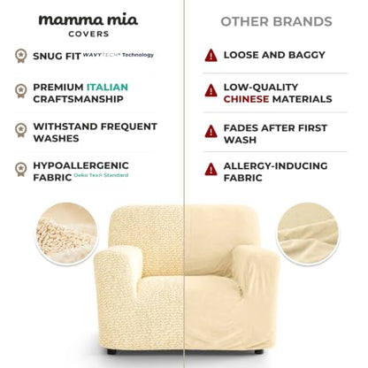 Premium Stretch Couch Covers for Sofa - Sofa Chair Cover Washable, Dogs & Pets Friendly - Elastic Polyester Loveseat Slipcovers - Non-Slip Love Seat Couch Covers - Cream (21"-39" Wide) - color: Cream, size: 21"-39" Wide