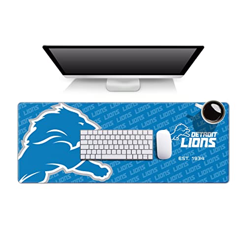 YouTheFan NFL Officially-Licensed Logo Series Desk Pad SMU - Water and Stain Resistant, Heavy-Duty Non-Slip Rubber Backing - fits Under Mouse, Computer and Keyboard - size: One Size, style: Detroit Lions
