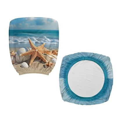 Beach Office Chair Covers Stretchable Office Chair Seat Cover 2 Piece Washable Gaming Chair Cover Universal Fit Most Wheelchairs,Computer Chairs,Gaming Chairs - color: Beach