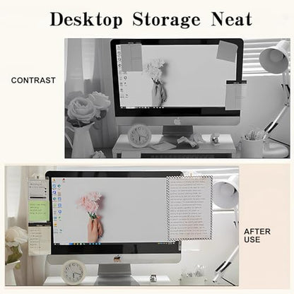 Computer Monitor Memo Message Board,2PCS Transparent Computer Side Panel,Note Holder for Computer Screen,Office Desk Accessories.