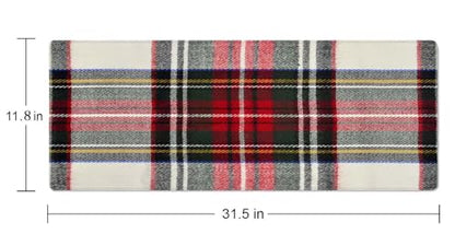 Gaming Mouse Pad, Large Non-Slip Rubber Base Mousepad, Keyboard Mouse Mat, Desk Pad with Stitched Edges, 31.5x11.8inch, Red and White Plaid - color: Red and White Plaid