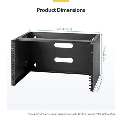 StarTech.com 6U Wall Mount Network Rack - 14 Inch Deep (Low Profile) - 19" Patch Panel Bracket for Shallow Server and IT Equipment, Network Switches - 44lbs/20kg Weight Capacity, Black (WALLMOUNT6) - size: 6U