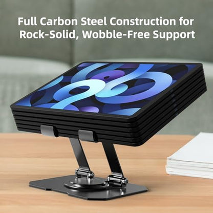 360° Rotatable Metal Tablet Stand, Adjustable Folding Desktop Stand for iPad/iPhone/Switch, Universal Use for Office/Movie/Studying/Drawing/Gaming, Silver - color: Hollow Stand - White