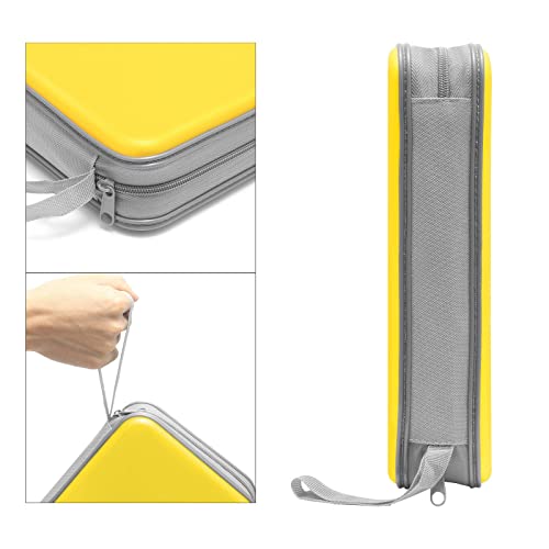 Siveit CD Case holder, 80 Capacity CD/DVD Case Holders Wallet Hard Plastic CD DVD Disc Cases Storage Binder for Car Home Office Travel (Yellow) - color: Yellow