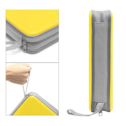 Siveit CD Case holder, 80 Capacity CD/DVD Case Holders Wallet Hard Plastic CD DVD Disc Cases Storage Binder for Car Home Office Travel (Yellow) - color: Yellow