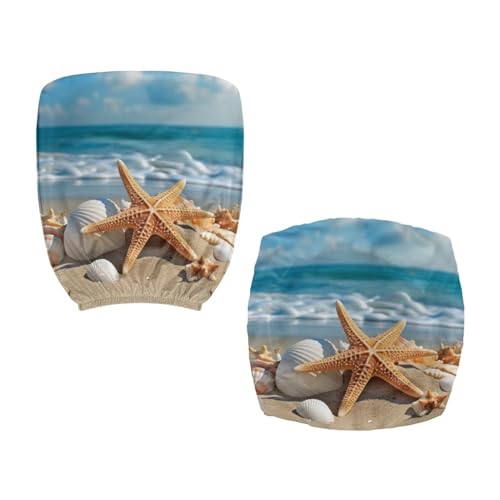 Beach Office Chair Covers Stretchable Office Chair Seat Cover 2 Piece Washable Gaming Chair Cover Universal Fit Most Wheelchairs,Computer Chairs,Gaming Chairs - color: Beach