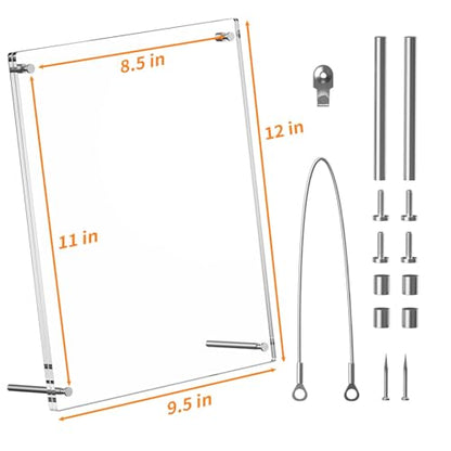 AITEE 8.5x11 Acrylic Picture Frames 2 Pack, Clear Desk Picture Frames with Stand, Modern Frameless Floating Frames Lucite Transparent Square Cubes Frame for Wall & Desktop Display Gift for Home Office - size: 8.5 x 11