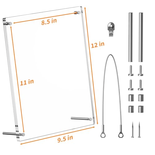 AITEE 8.5x11 Acrylic Picture Frames 2 Pack, Clear Desk Picture Frames with Stand, Modern Frameless Floating Frames Lucite Transparent Square Cubes Frame for Wall & Desktop Display Gift for Home Office - size: 8.5 x 11