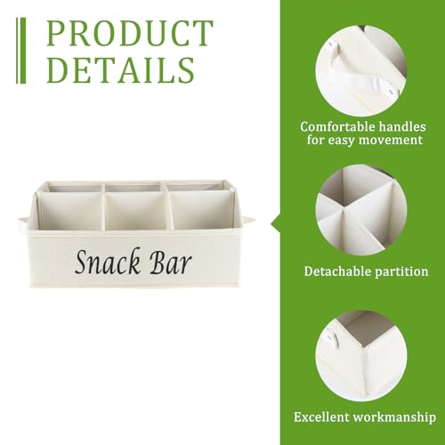 Snack Organizer for Countertop, Trapezoid Fabric Snack Bin with Side Handles, 6 Compartment Snack Basket Container, Lightweight Snack Bar Station Organizer, Kitchen Pantry Storage-Beige - color: Beige