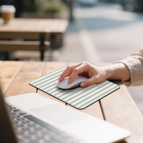 Mouse Pad for Desk with Stitched Edge, Premium Cute Washable Mouse Pads. Computer Mousepad with Non-Slip Rubber Base, Mousepads for Laptop, 9.25x7.75x0.12 inch (Green Stripes) - color: Green Stripes