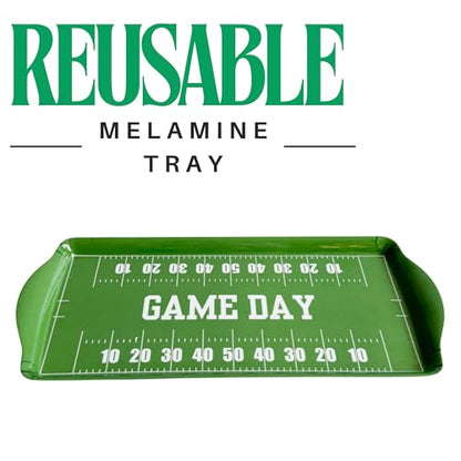 Sprinkles & Confetti Green Game Day Melamine Serving Tray with Handles - BPA-Free, Reusable Platter for Tailgates, Birthdays, Sports Parties - Durable for Charcuterie, Snacks, Wings - color: Green - Game Day