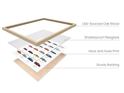 HAUS AND HUES Race Car Poster - Super Car Poster - Made in The USA - Beige Frame 16x20 - color: Sports Car, size: 16"L x 20"W, style: Beige Framed