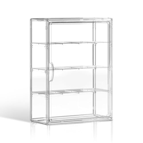 Clear 4 Tiers Acrylic Display Case for Figures Collectibles Wall Mounted Hobby Figurine Display Case with Shelves, Display Shelf Storage Box for Labubu Pop Mart, Action Figures, XXL, 1 Pack - size: XXL-1 Pack