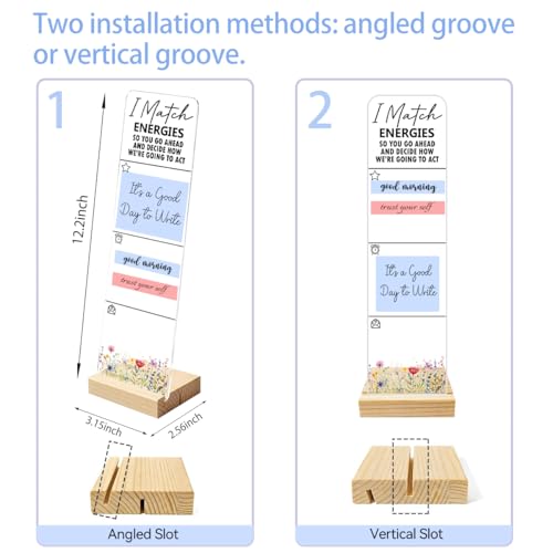 Sticky Note Holder Acrylic Monitor Memo Board Desk Organizers and Accessories Desk Decor Post It Note Holder with 200Pcs Sticky Notes Boho Funny Positive Office Desk Sign - color: Energies