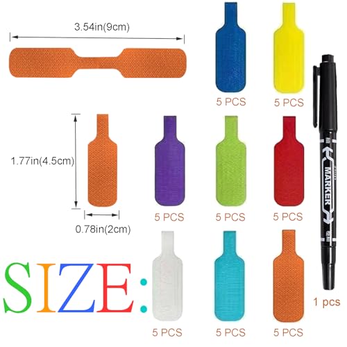 40PCS Cable Labels, Electrical Cable Marking Stickers, Multi-Color Handwritten Cable Labels, Suitable for Cable Management and Identification