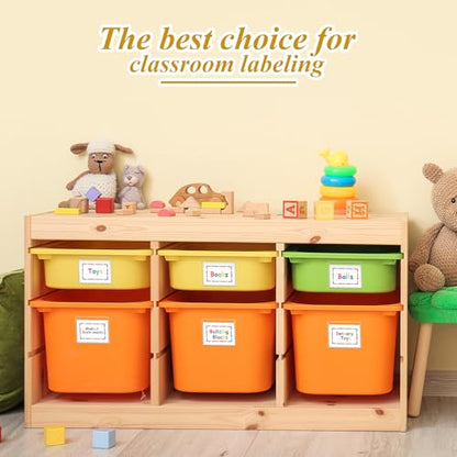 Jeyiour 100 Pcs Label Holders Adhesive Nameplate Pockets Storage Bin Labels Index Card Holder Shelf Plastic Peel Stick for Classroom Supermarket Bookshelf Library Student Box Drawer (3.6 x 2.9 Inch) - size: 3.6 x 2.9 Inch