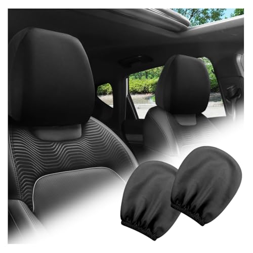 2PCS Car Headrest Cover,Stretchy Fabric Car Seat Headrest Cover for Protect & Avoid Scratches,Removable Head Rest Covers for Car Seat Suitable for Most Car Headrest Accessories (Black) - color: Black