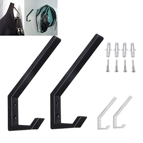 2PCS Helmet Holders Plastic Hanging Hooks Wall Mounted Hangers Hat Glove Bag Shoe Clothes Rack-Black - color: Black