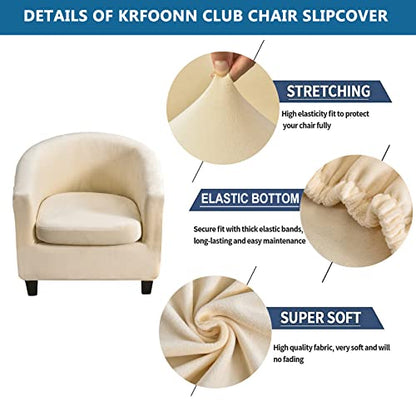 KRFOONN 2 Pieces Club Chair Slipcover Printed Stretch Tub Chair Slipcover Armchair Covers Sofa Cover Removable Round Barrel Chair Covers Couch Furniture Protector Cover for Living Room, A26 - color: Colora26