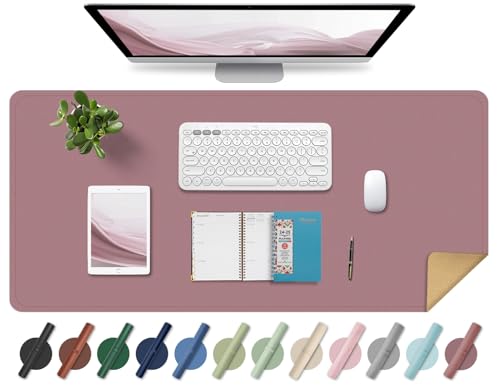 Non Slip Desk Mat, 31.5" x 15.7" PU Leather Desk Pad, Cork Desk Mat for Desktop, Desk Pad for Keyboard and Mouse, Ideal for Office and Home, Purple Pink - color: Purple Pink, size: 15.7" x 31.5"